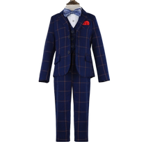 Boys dress childrens dark blue suit suit childrens wedding catwalk piano host performance costume