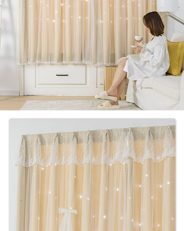 vải rèm cửa Rèm vải Velcro không đục lỗ cài đặt 2021 phòng ngủ mới toàn màn dính thành phẩm tự dính đơn giản các loại vải may rèm cửa rèm 2 lớp màu ghi