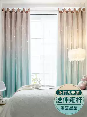 Curtain-free installation of a complete set of net red full shading bedroom girl bay window simple rental house sunshade cloth