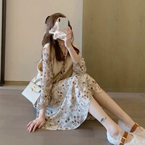 2021 spring and summer new small fragrant style foreign skirt super fairy sweet Mori flower dress vest set women