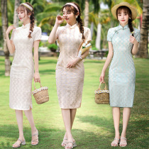 Lace Qipao 2022 New Young Teenage Girls Daily Improvement Modern Fashion Temperament Fresh And Elegant Mid-Length