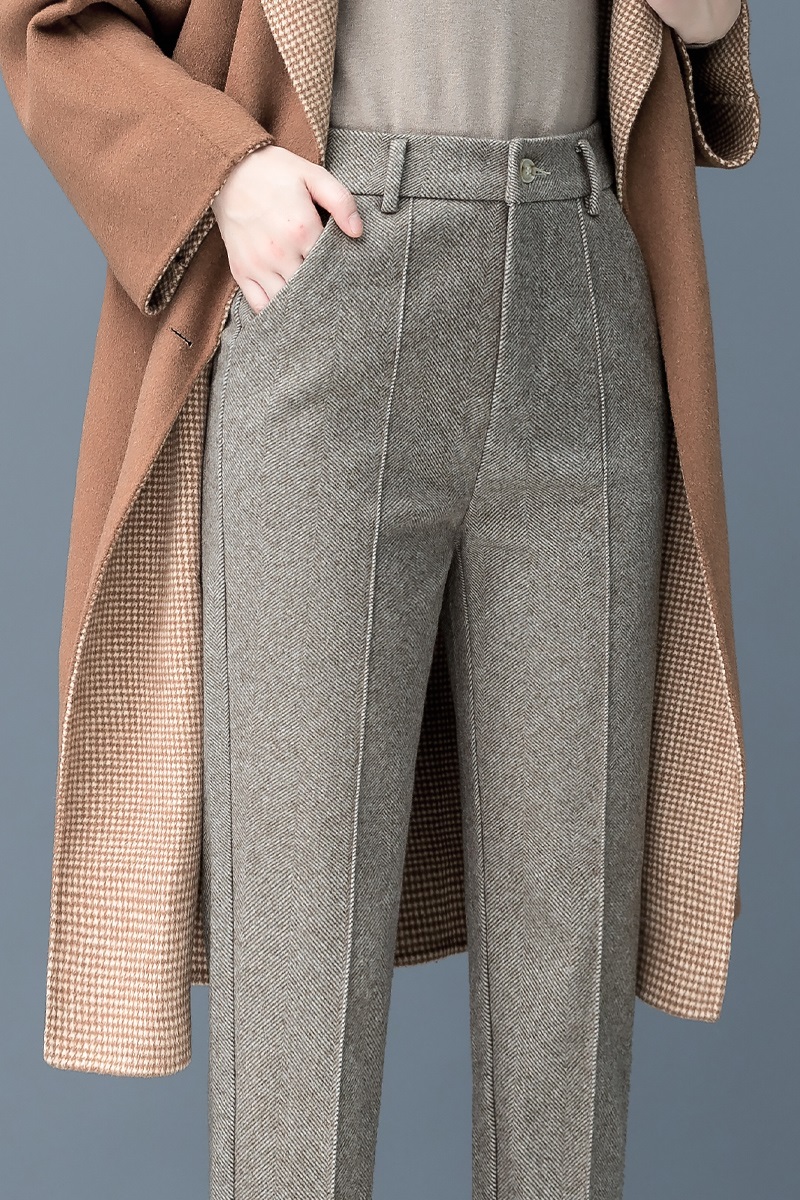 Casual Plush Pants Woman 2022 Autumn Winter New High waist Fashion 100 lap upholswear Outer wear Roof smoke tube Harun pants