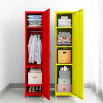 Simple modern Nordic wrought iron cabinet single door cabinet storage narrow wardrobe balcony storage cabinet small Hall hall closet