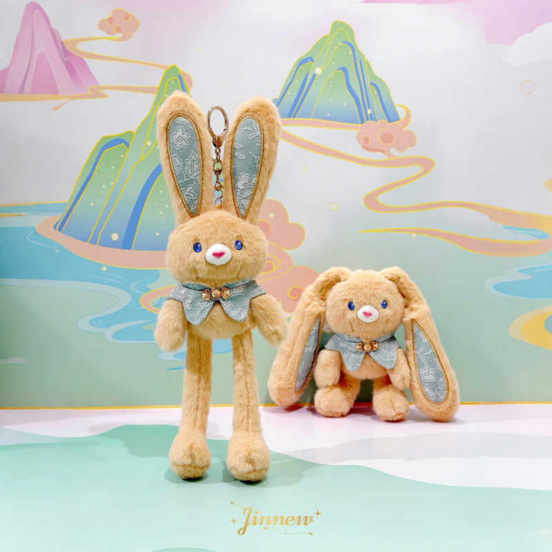 Newtoys Cute New Chinese Style Brown Pull-Out Ear Rabbit Plush Doll Backpack Pendant Keychain Ornament