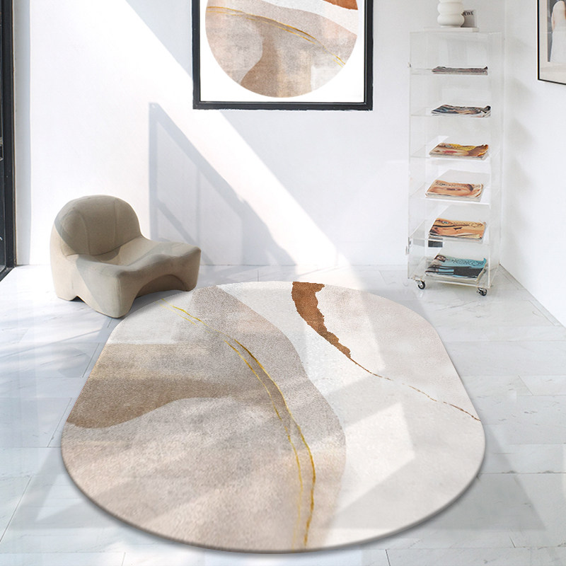 Light luxury living room carpet high-end coffee table carpet oval abstract modern Nordic bedroom bedside thickened short pile floor mat