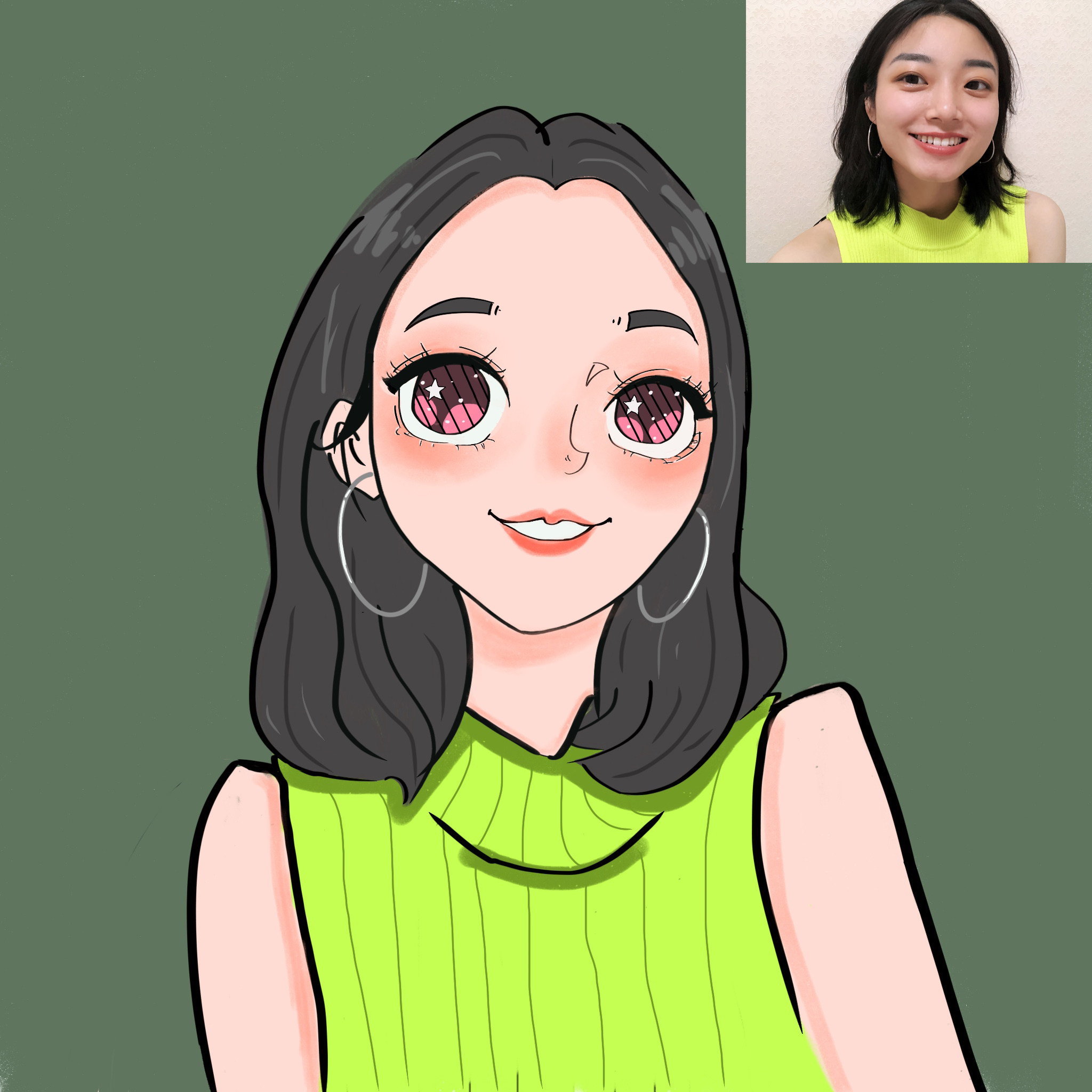 Hand painted live-action photo lovers avatar Macpen Q version avatar of cartoon WeChat QQ avatar image production avatar