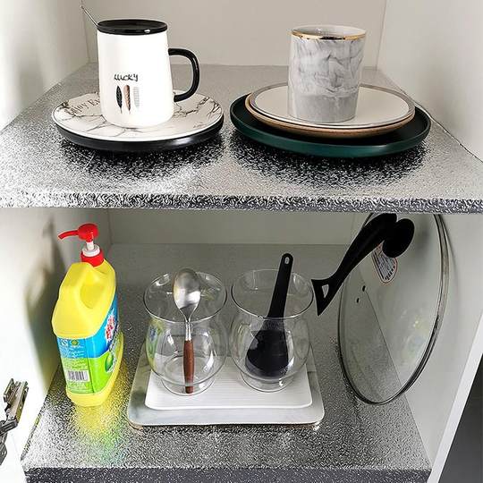 Cabinet Bottom Mat, Waterproof Multi-Purpose Kitchen Cabinet Drawer Liner, Wardrobe Foil Self-Adhesive Moisture-Proof Kitchen