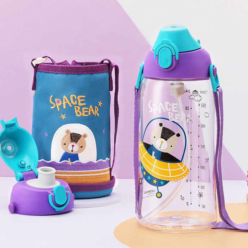 Superior Children's Water Cup With Straw Primary School Children Straight Drinking Cup Anti-Fall Plastic Cups Kindergarten Baby Portable Kettle