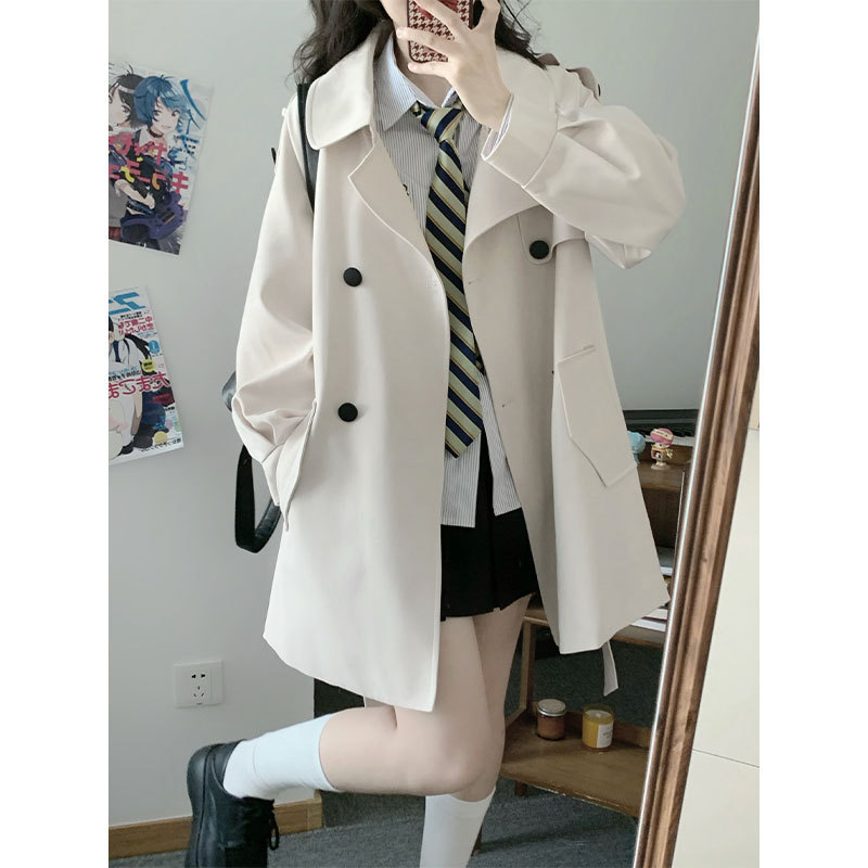 Mochiu Jk Uniform Style Hyacinth Mid-Length Trench Coat, New Winter Milk Coffee Color Jacket for Petite Women, Stylish Coat Mochiu Jk Uniform Style Hyacinth Mid-Length Trench Coat, New Winter Milk Coffee Color Jacket for Petite Women, Stylish Coat