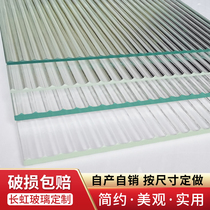Custom Changhong glass door Living room partition Corrugated wave embossed entrance partition Living room cabinet door Tempered glass