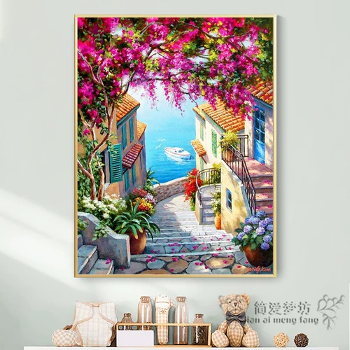 Вышивка крестиком 2025 новая полная вышивка гостиная самовышивка европейский стиль приморский городской пейзаж ручная работа алмазная живопись полный алмаз 5d