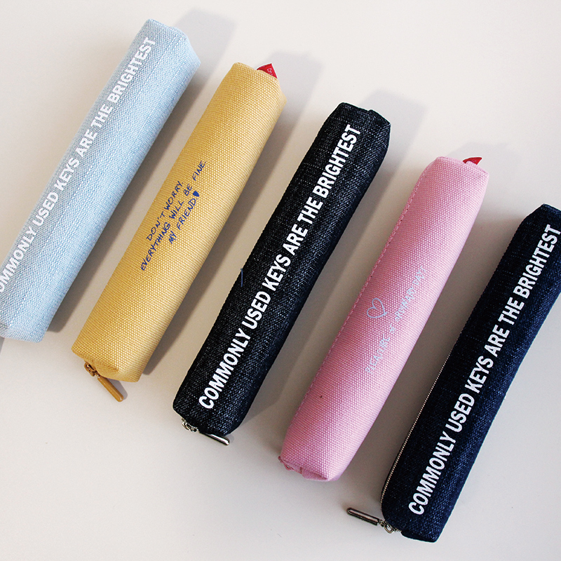 Creative Minima Mini Canvas Pen Bag Elementary School Students Stationery Bag Children Brief Denim Denim Denim Pencil Case Middle School Students Small Number Pencil Bags Children Cute Pencil Case Office Stationery Cashier Bags Girls