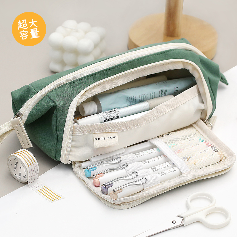 NOTE FOR LARGE CAPACITY PEN BAG < PURE COLOR SERIES > KAN Joins Japanese students pencil pencil case high face value canvas art retro high school high school high school girl's portable containing bag