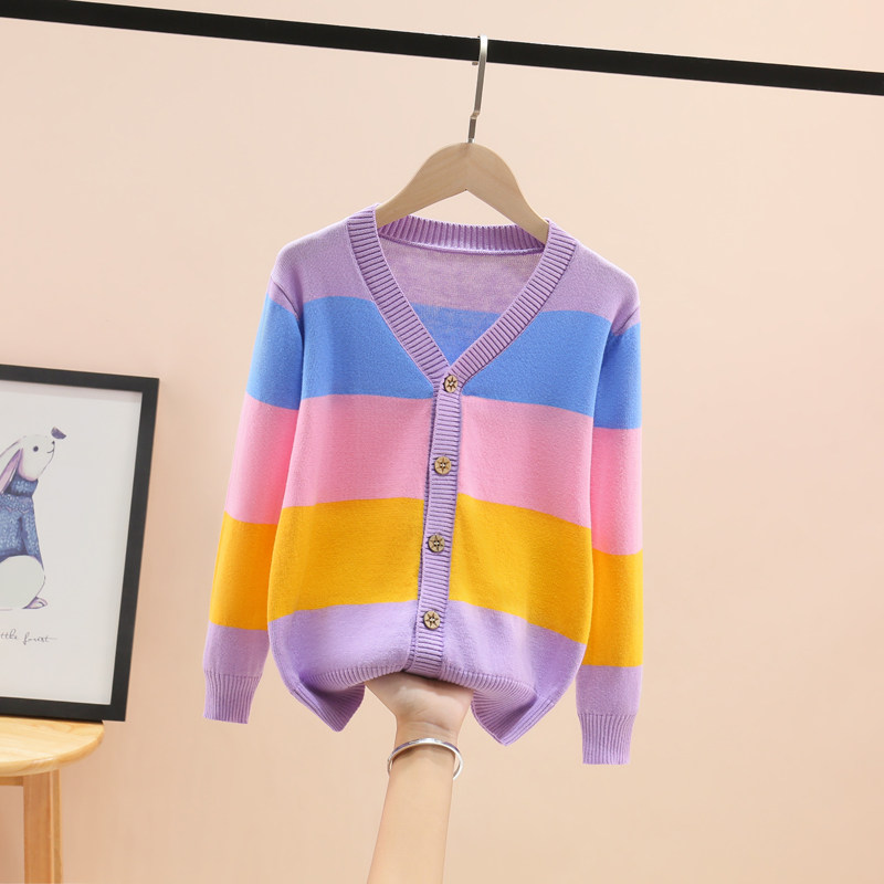 Girls sweater coat autumn thin section new medium and big children's knitted cardigan children's girls outside the spring and autumn tide