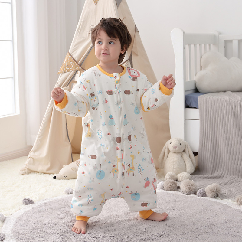 Baby sleeping bag autumn and winter pure cotton quilted split children's anti-kick quilt artifact spring and autumn gauze four seasons universal baby