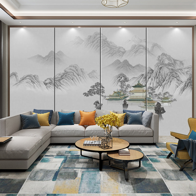 新中式山水画硬包背景墙,如何打造3D视觉盛宴?🎨-背景墙软包-淘宝好物网