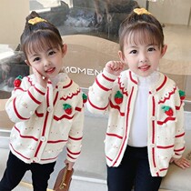 Girls 2021 autumn and winter New sweater cardigan sweet foreign coat baby fashion sweater