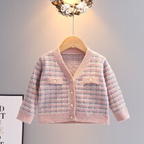 Girls Joker Baby Sweater 2021 Autumn and Winter New Korean version of foreign style small fragrant wind woven knitted jacket Y86073