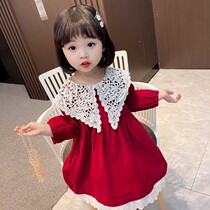 Girl dress spring and autumn 2021 new female baby foreign childrens net red autumn long sleeve autumn rainbow color