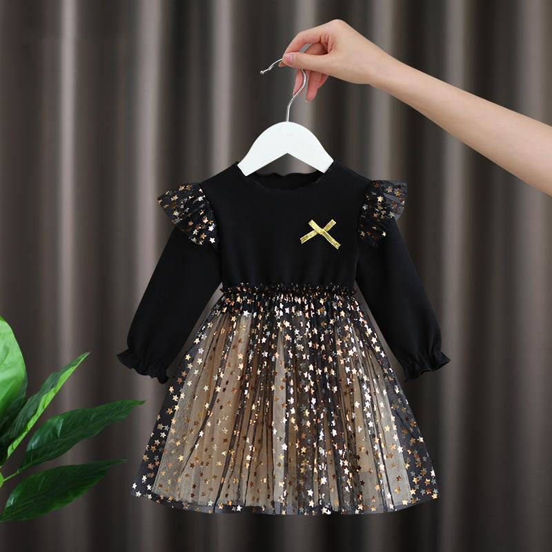 Baby girl dress autumn children's Korean version girl's fluffy skirt little girl super fairy foreign pie mesh princess skirt
