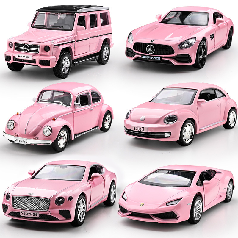 Children's Toy Car, Girl's Toy Car, Sports Car, Simulation Racing Car, Pull-Back Alloy Car Model for 2-Year-Old Boys and 3-Year-Old Boys