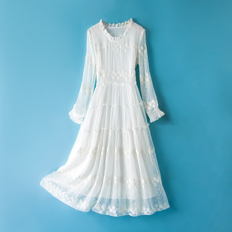 High-End Silk Dress for Women, Summer 2026 New Style, White, High-End Brand, Mulberry Silk, Fairy-Like Temperament, Long Dress
