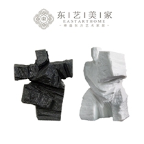 Tai Chi characters Sandstone white marble ornaments Home decorations Bookcase office furnishings Vintage sculpture crafts