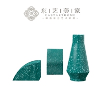 Nordic simple green terrazzo vase Model room Study desk cabinet Book file decoration Fan-shaped book by indoor soft decoration