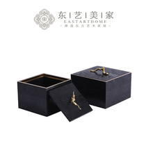 New Chinese model room jewelry box Leather storage box Bedroom dresser Modern simple decoration box Wooden jewelry box
