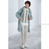 Kuyiou/Cityboy Plain Edge of the Bloombing Thefure Verticals Cround Neck Cotte Hotless Dlog -Sleeed Sweater Men