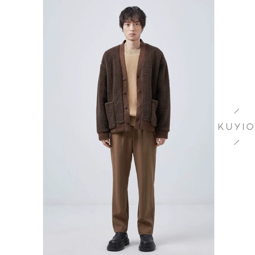 Kuyiou/плечо 3D Point Pure Wool Siteboy Pit Strest свободная круглая ошейник Зимний мягкий клейкий свитер мужчина