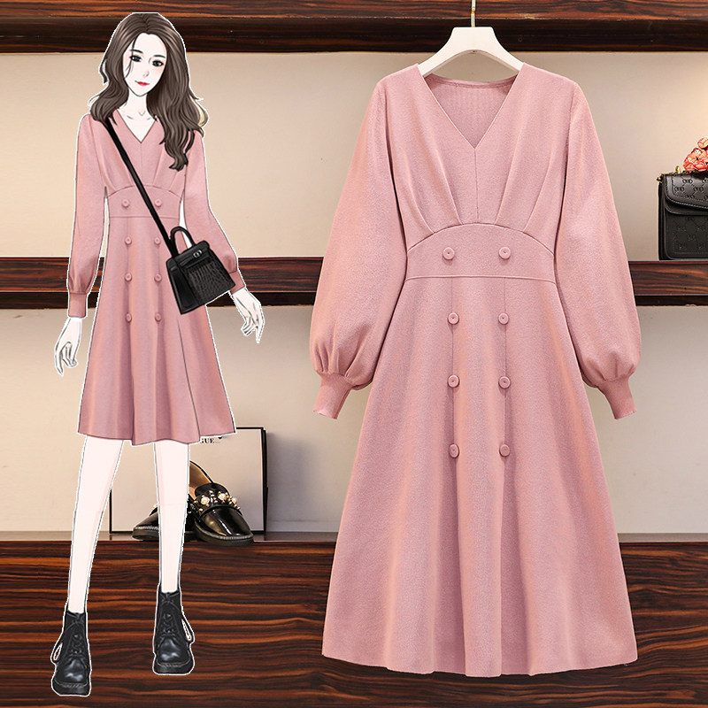 Foreign school maternity clothes 2020 autumn and winter clothes new temperament thin dress winter fashion base sweater skirt tide