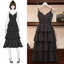 Maternity dress 2020 summer Korean version of the wild thin Chiffon medium and long polka dot back with cake dress tide