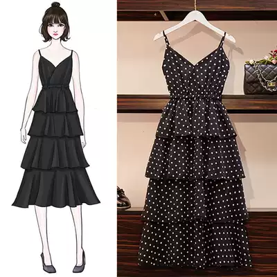 Maternity clothes 2020 summer Korean version of the all-match thin chiffon medium and long version of the polka dot baby bag cake dress trend