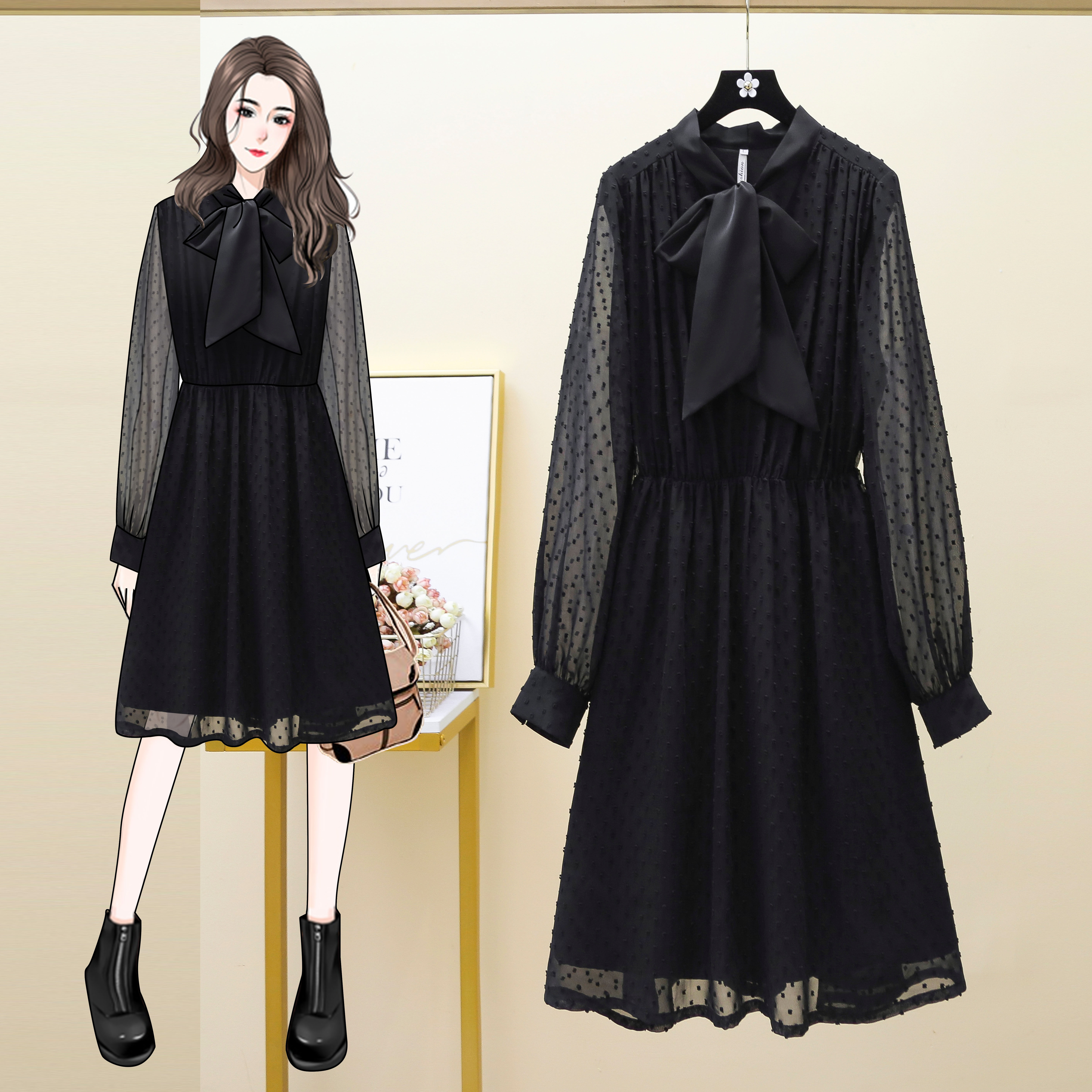 Gestational Woman Dress 2021 Spring Dress New style retro long version of lace long dresses Thin Veil-Temperament Foreign Dress