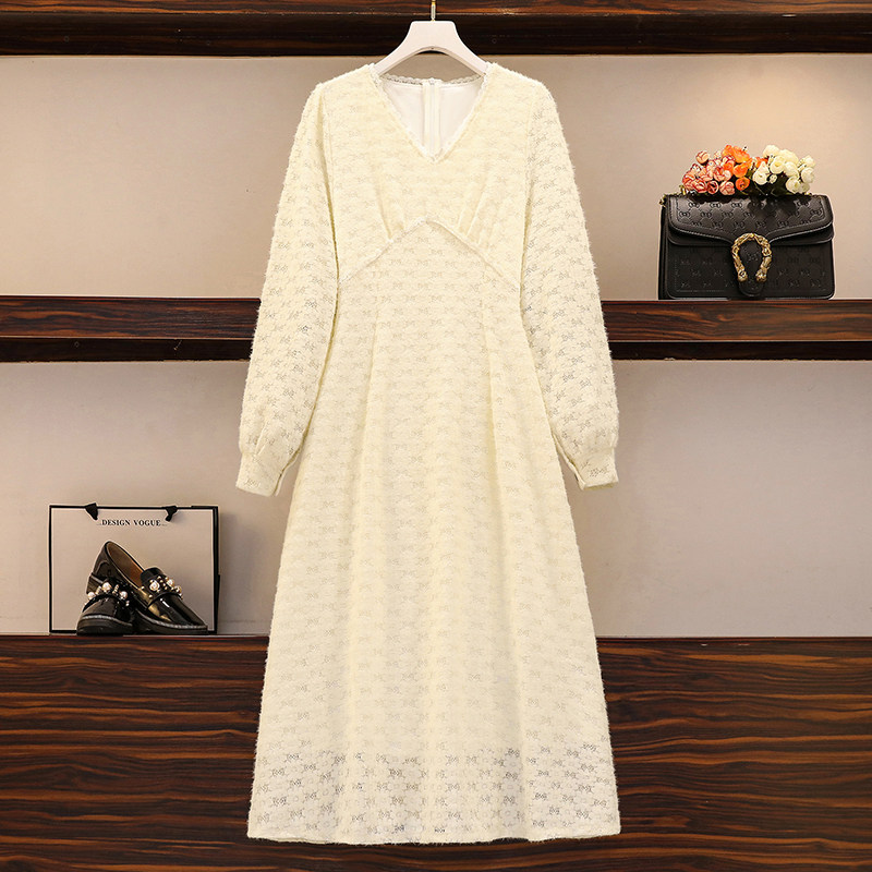 Maternity wear 2020 autumn and winter lace retro French plus velvet soft dress base with coat fried street fashion trend