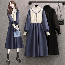 Foreign air conception maternity dress for autumn and winter clothing fashion temperament Lean Reduction of Two Spring and Autumn Article Splicing A Character Dress Skirt
