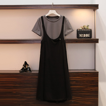 Maternity dress 2020 summer crotch thigh thick casual loose thin belly cover suit Dress age reduction two-piece set