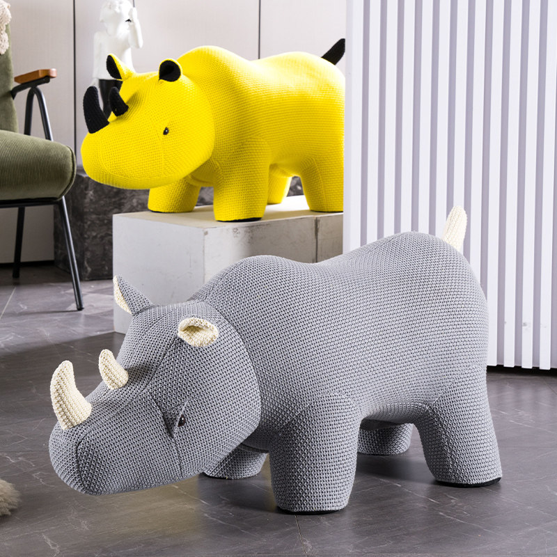 Changing shoes stool home door light luxury knitted rhino sitting stool net red designer style elephant sofa stool low stool