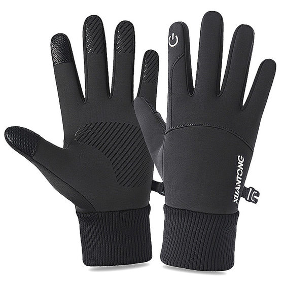 Winter outdoor riding gloves for skiing and riding with touch screen to keep warm, windproof and velvet waterproof for driving motorcycles for men and women