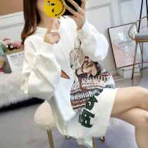 Hooded Sweatshirt Womens Spring and Autumn Thin 2021 New Fat mm Size Slim Long Western Style Loose Blouse