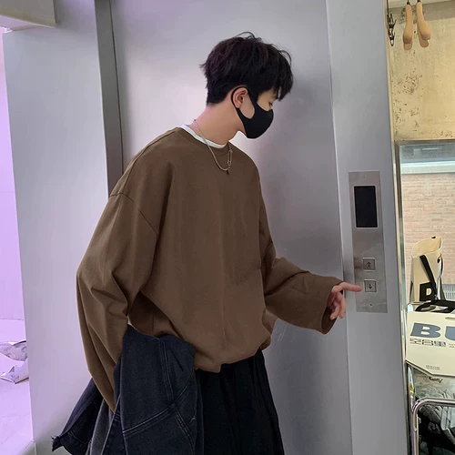 Осенний хлопковый приятный телу белый лонгслив, оверсайз