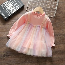 Girl Dress Autumn New 2020 foreign fashion children princess skirt autumn long sleeve stitching skirt tide
