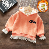 Girls warm clothing 2020 new plus velvety thickened ultra-ocean qi children with headsweaters and childrens baby boomers