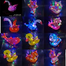 Animal pull cart childrens toys cartoon stall PVC animal pull string swan flower duck inflatable toy with wheels