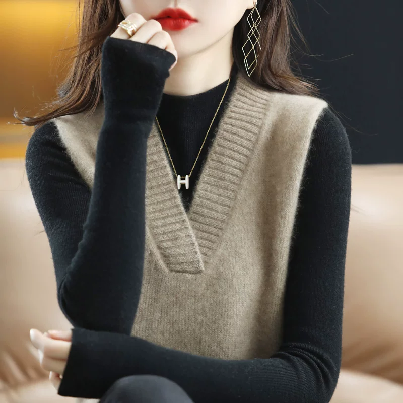 Капсула Woolen жилет, майка-топ, осенний свитер, оверсайз, корейский стиль, свободный крой