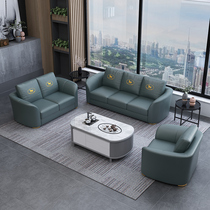 Light luxury office sofa large and small apartment living room simple reception business reception room tea table combination leather three