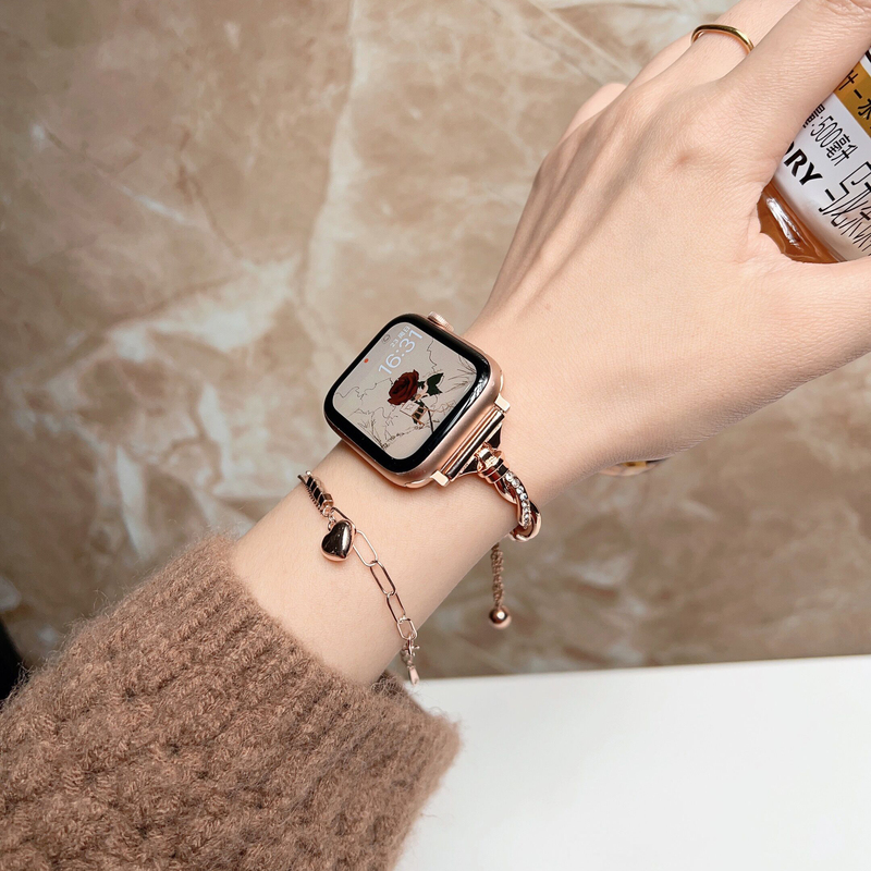 Spring Product Suitable for Apple Watch Metal Iwatchs9 Strap, Light Luxury with Diamond Inlay, Fashionable and Trendy for Summer iPhone Apple Watch 8/7/6/5/4 Generation iWatch Women's Strap 45/41 Spring Product Suitable for Apple Watch Metal Iwatchs9 Strap, Light Luxury with Diamond Inlay, Fashionable and Trendy for Summer iPhone Apple Watch 8/7/6/5/4 Generation iWatch Women's Strap 45/41