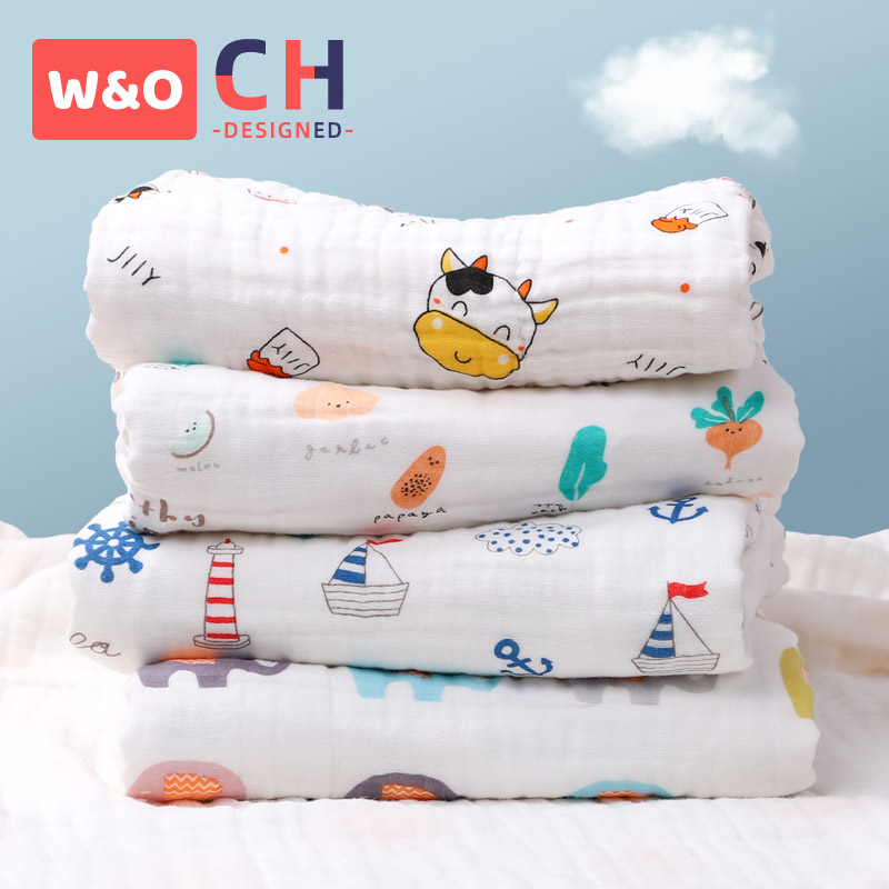 Baby bath towels ultra soft six layers of pure cotton cloth beginns baby newborn water absorbent wool towels are covered by children's blanket