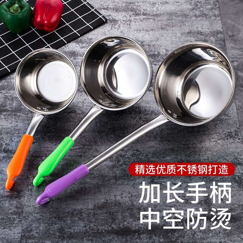Water Floating Spoon Scoop water Stainless Steel Home Water Ladle Soup Spoon Commercial Dining Room Long Handle Long Handle With Water Scoop Congee Spoon Big Soup Spoon